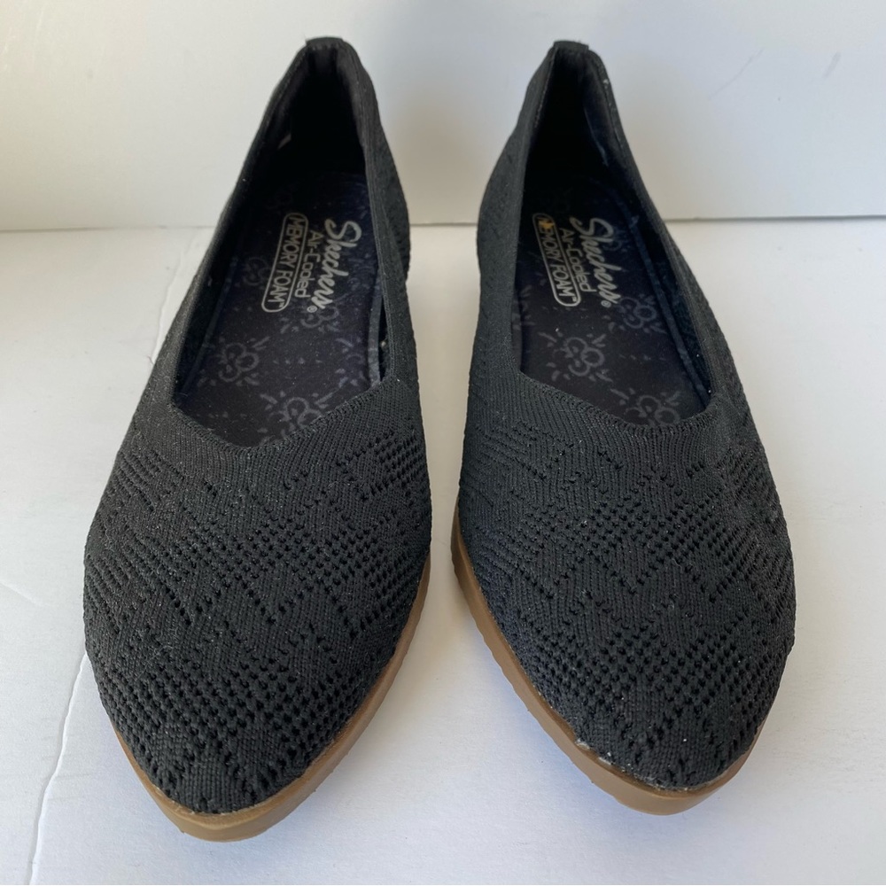 Skechers Cleo Crochet Black Wedge Flats “With Grace” - Sz 7.5 - Picture 3 of 11